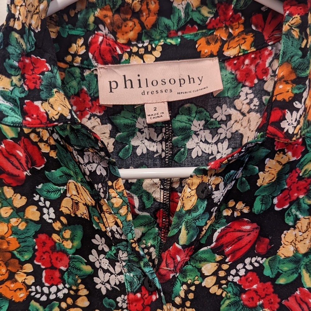 Philosophy Floral Button Down Maxi Dress Size 2 boho - Picture 3 of 7